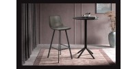 Chaise de comptoir 'Ozan' PU Gris, dimensions : H108 x L49 x P47 cm