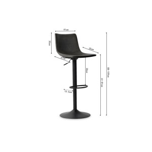 Tabouret de bar style vintage coloris noir. Collection SOUL