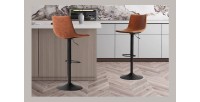 Tabouret de bar style vintage coloris cognac. Collection SOUL