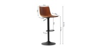 Tabouret de bar style vintage coloris cognac. Collection SOUL