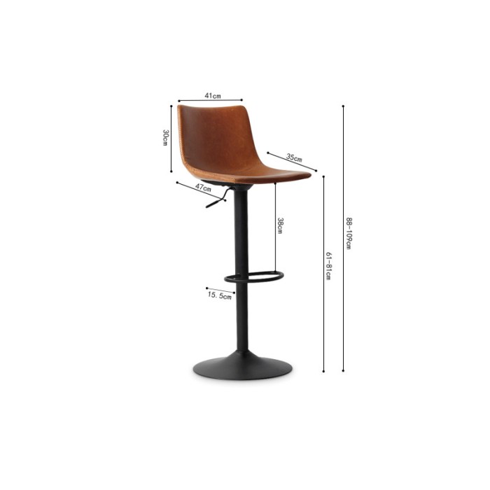 Tabouret de bar style vintage coloris cognac. Collection SOUL