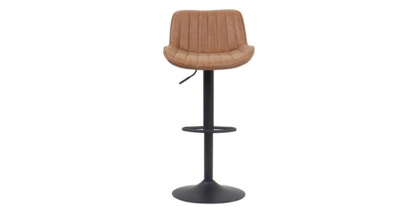 Tabouret de bar style vintage coloris cognac. Collection FERNAND