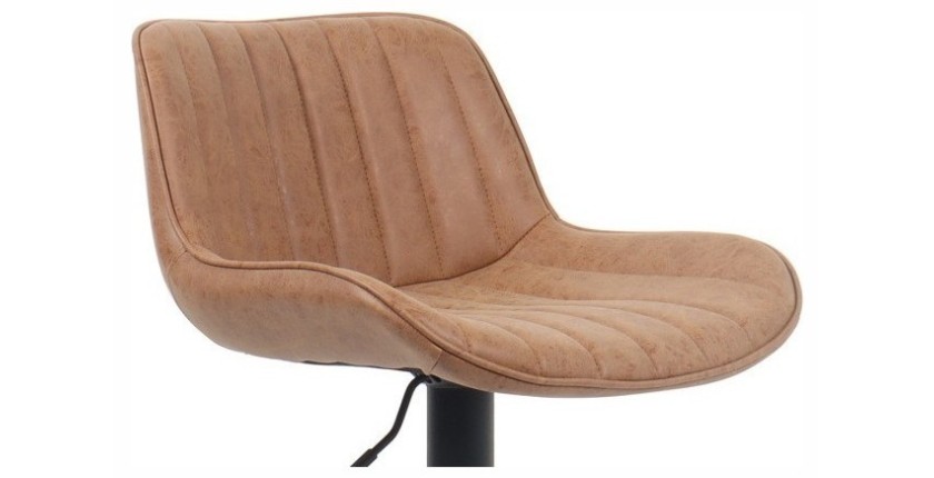 Tabouret de bar style vintage coloris cognac. Collection FERNAND