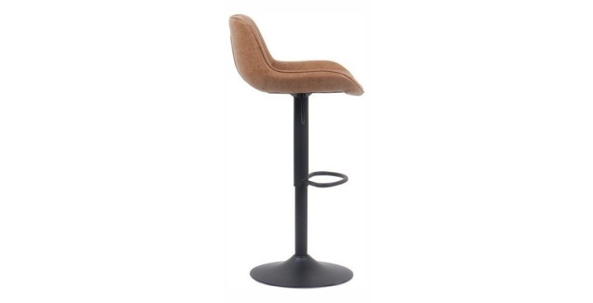 Tabouret de bar style vintage coloris cognac. Collection FERNAND