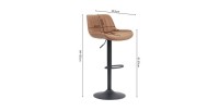 Tabouret de bar style vintage coloris cognac. Collection FERNAND