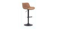 Tabouret de bar style vintage coloris cognac. Collection FERNAND