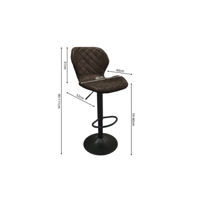 Tabouret de bar style vintage coloris brun foncé. Collection MABEL