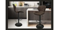 Tabouret de bar style vintage coloris brun foncé. Collection MABEL