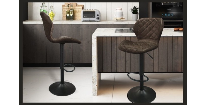 Tabouret de bar style vintage coloris brun foncé. Collection MABEL