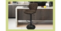 Tabouret de bar style vintage coloris brun foncé. Collection MABEL