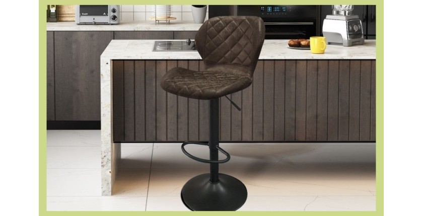Tabouret de bar style vintage coloris brun foncé. Collection MABEL
