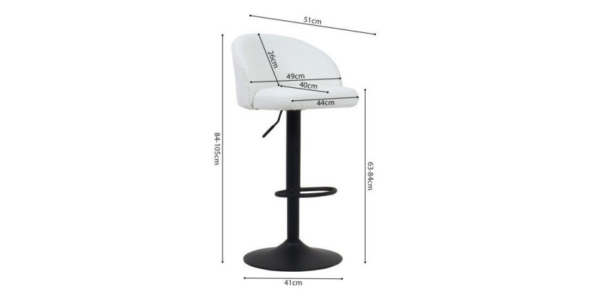 Tabouret de bar style vintage coloris blanc. Collection HYDRA