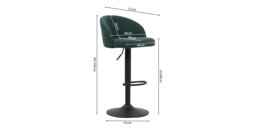 Tabouret de bar style vintage coloris vert. Collection HYDRA