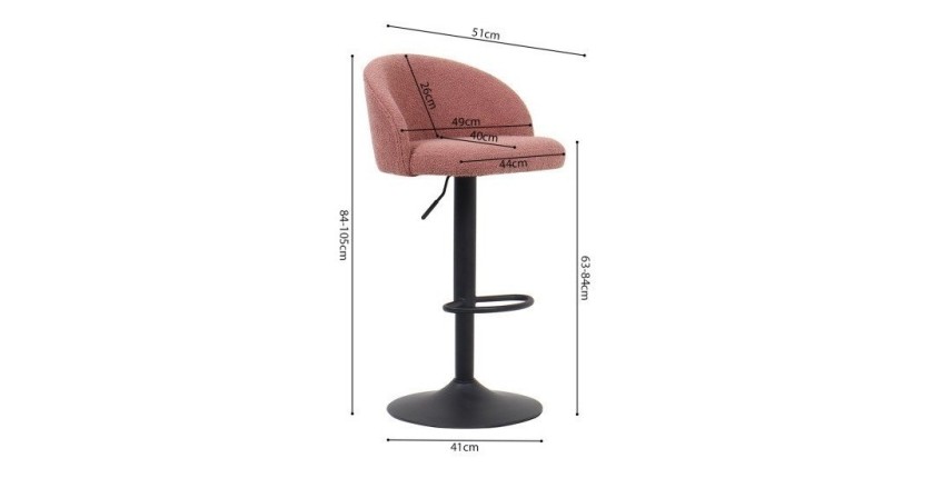 Tabouret de bar style vintage coloris rose. Collection HYDRA