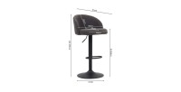 Tabouret de bar style vintage coloris gris. Collection HYDRA