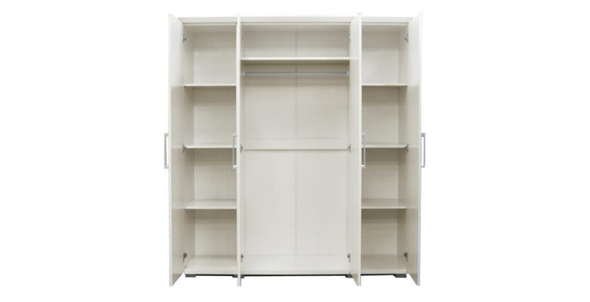 Armoire, garde-robe, collection TOM, 4 portes 160 cm, penderie intégrée coloris blanc
