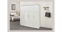 Armoire, garde-robe, collection TOM, 4 portes 160 cm, penderie intégrée coloris blanc