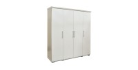Armoire, garde-robe, collection TOM, 4 portes 160 cm, penderie intégrée coloris blanc