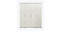 Armoire, garde-robe, collection TOM, 4 portes 160 cm, penderie intégrée coloris blanc