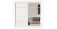 Garde Robe MILS, armoire 2 portes coulissantes avec miroir coloris blanc
