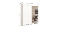 Garde Robe MILS, armoire 2 portes coulissantes avec miroir coloris blanc