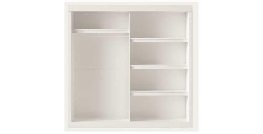 Garde Robe MILS, armoire 2 portes coulissantes avec miroir coloris blanc
