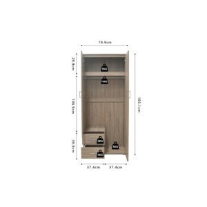 Armoire TOM 2 portes avec miroir Sonoma