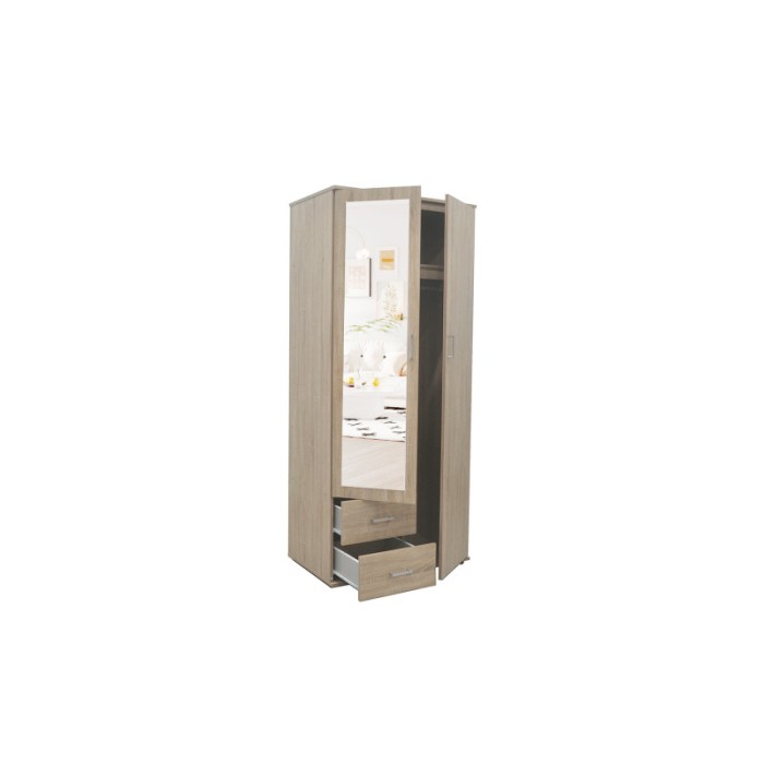 Armoire TOM 2 portes avec miroir Sonoma