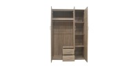Armoire, garde-robe, avec miroir collection TOM, 3 portes 120 cm, penderie intégrée chêne sonoma