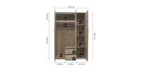 Armoire, garde-robe, avec miroir collection TOM, 3 portes 120 cm, penderie intégrée chêne sonoma