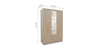 Armoire, garde-robe, avec miroir collection TOM, 3 portes 120 cm, penderie intégrée chêne sonoma