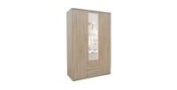 Armoire, garde-robe, avec miroir collection TOM, 3 portes 120 cm, penderie intégrée chêne sonoma