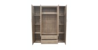 Armoire, garde-robe, avec miroir collection TOM, 4 portes 160 cm, penderie intégrée chêne sonoma