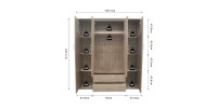 Armoire, garde-robe, avec miroir collection TOM, 4 portes 160 cm, penderie intégrée chêne sonoma