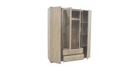 Armoire, garde-robe, avec miroir collection TOM, 4 portes 160 cm, penderie intégrée chêne sonoma