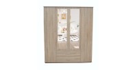 Armoire, garde-robe, avec miroir collection TOM, 4 portes 160 cm, penderie intégrée chêne sonoma