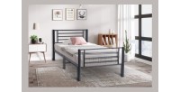 Lit en métal superposé 90x200 cm SAMMY, coloris gris foncé