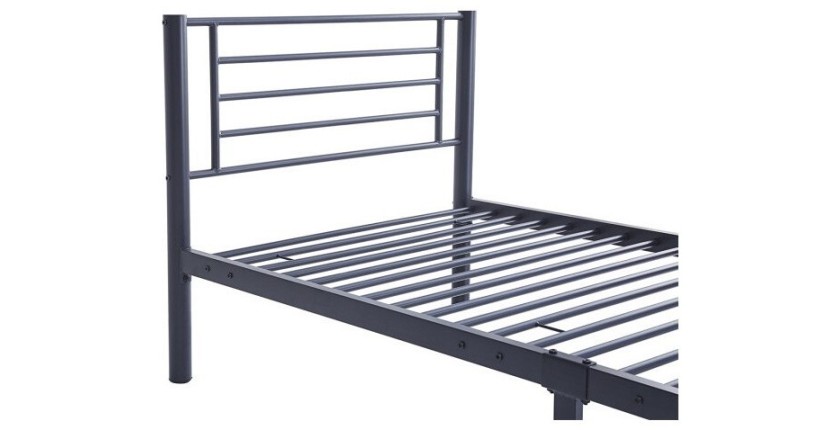 Lit en métal superposé 90x200 cm SAMMY, coloris gris foncé