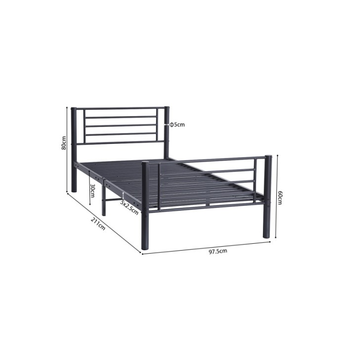 Lit en métal superposé 90x200 cm SAMMY, coloris gris foncé