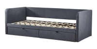 Lit avec revetement en tissu 90x200 cm SAMMY, coloris gris foncé