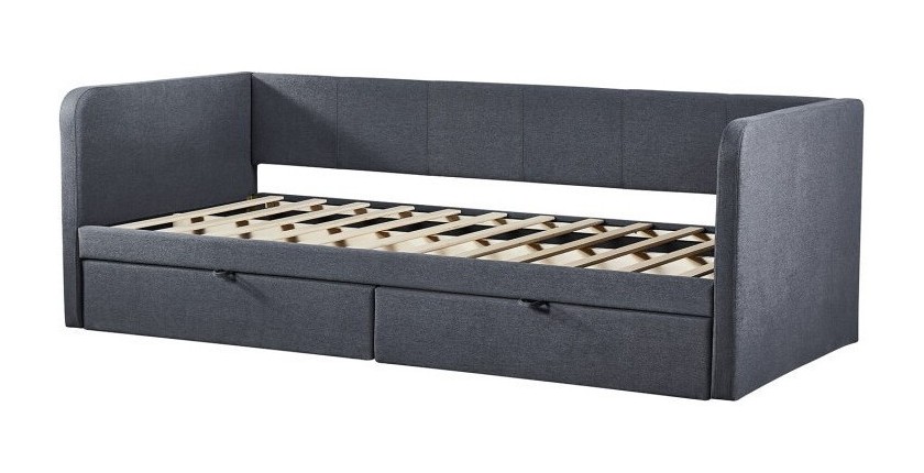 Lit avec revetement en tissu 90x200 cm SAMMY, coloris gris foncé