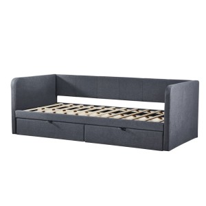 Lit avec revetement en tissu 90x200 cm SAMMY, coloris gris foncé