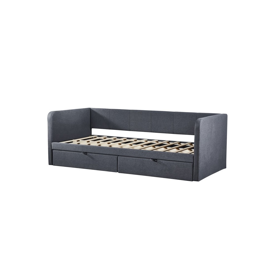 Lit avec revetement en tissu 90x200 cm SAMMY, coloris gris foncé