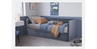 Lit avec revêtement en tissu 90x200 cm SAMMY, coloris gris foncé