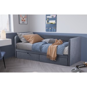 Lit avec revêtement en tissu 90x200 cm SAMMY, coloris gris foncé