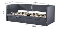 Lit avec revêtement en tissu 90x200 cm SAMMY, coloris gris foncé