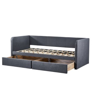 Lit avec revêtement en tissu 90x200 cm SAMMY, coloris gris foncé