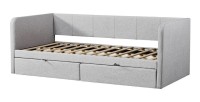 Lit avec revêtement en tissu 90x200 cm SAMMY, coloris beige