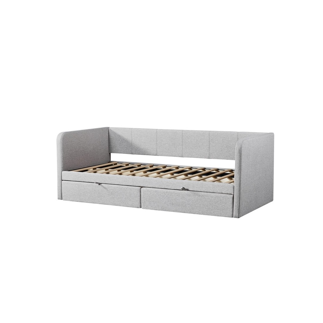 Lit avec revêtement en tissu 90x200 cm SAMMY, coloris beige
