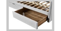Lit avec revêtement en tissu 90x200 cm SAMMY, coloris beige